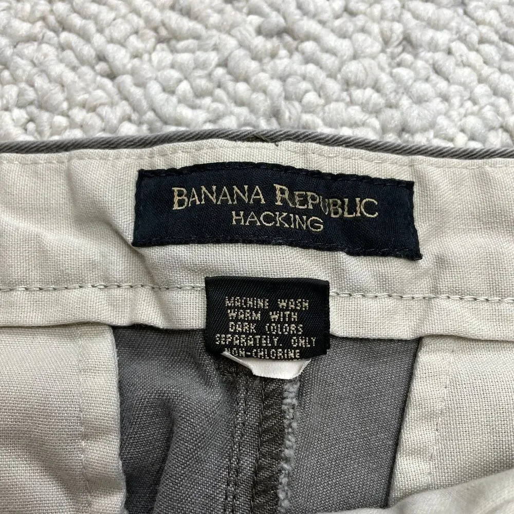 Banana Republic Hiking Chino Shorts Mens 33 Gray Straight Cotton 32x9 Pockets